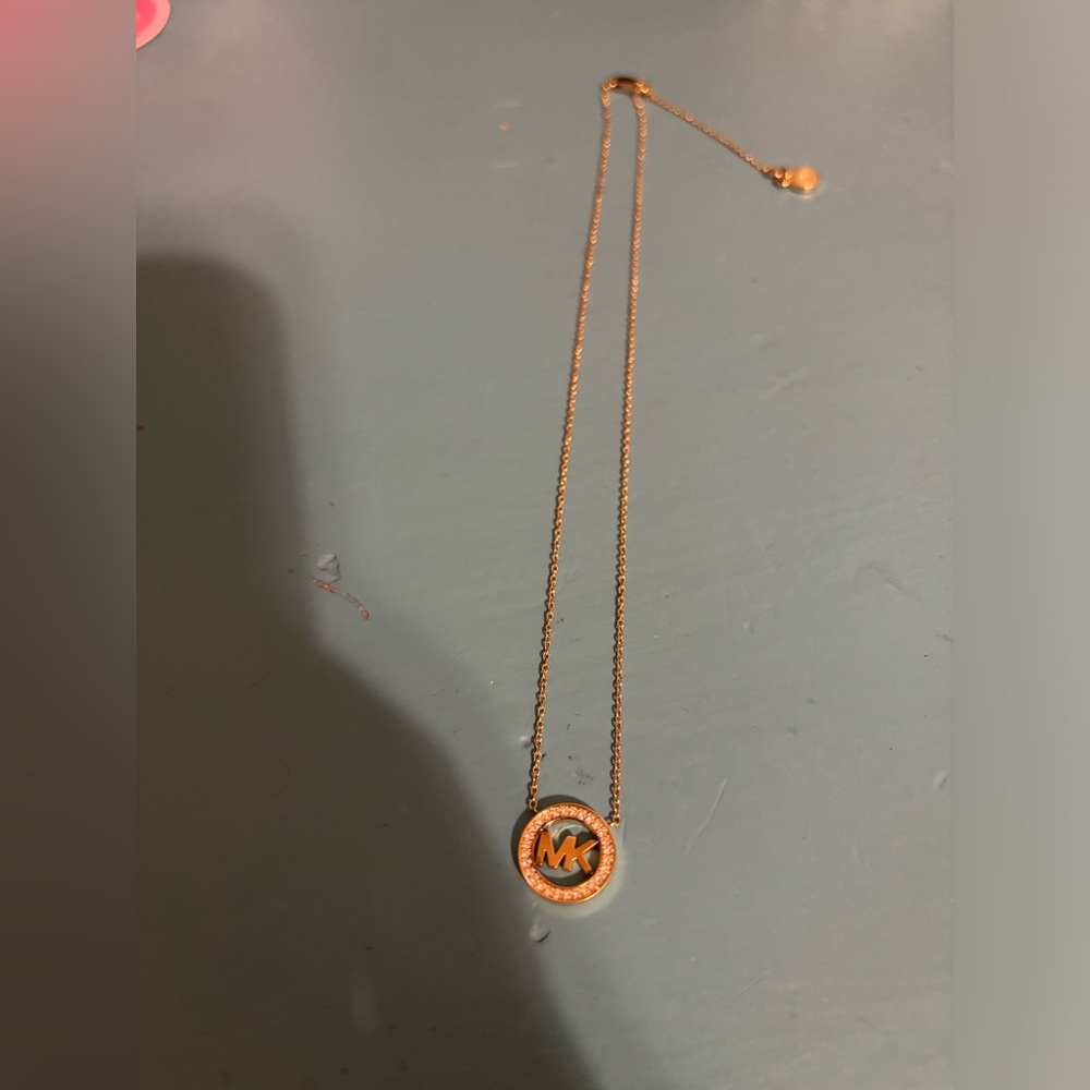 Michael Kors Fulton Gold Paved Crystal Logo Necklace
